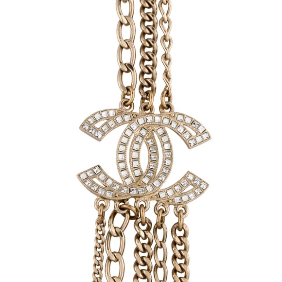 Chanel CC Strass Multistrand Double Loop Necklace in Gold - Picture 13 of 14